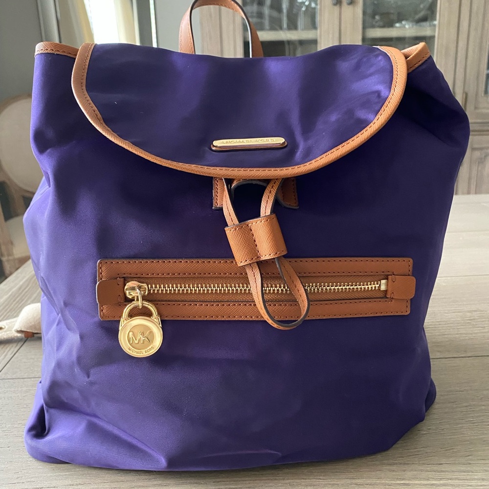 MICHAEL Michael Kors Royal Purple and Tan Backpack